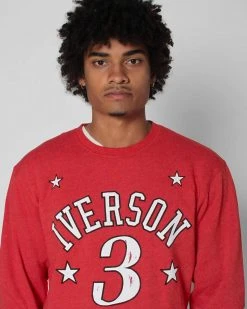 Allen Iverson #3 Red Sweatshirt SPORT AND ICON