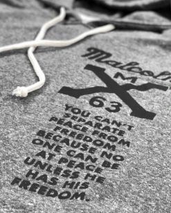 SPORT AND ICON BHT - Malcolm X Freedom Grey Pullover Hoody