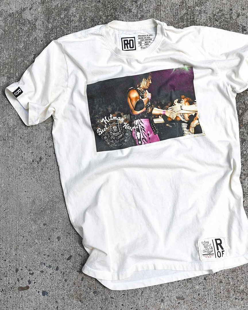 NEW ARRIVALS Bret Hart Retro Photo White Tee 3 NEW ARRIVALS Bret Hart Retro Photo White Tee