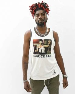 NEW ARRIVALS Bruce Lee Photo Vintage White Tank