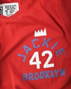 NEW ARRIVALS Jackie Robinson #42 Crown Red Tee
