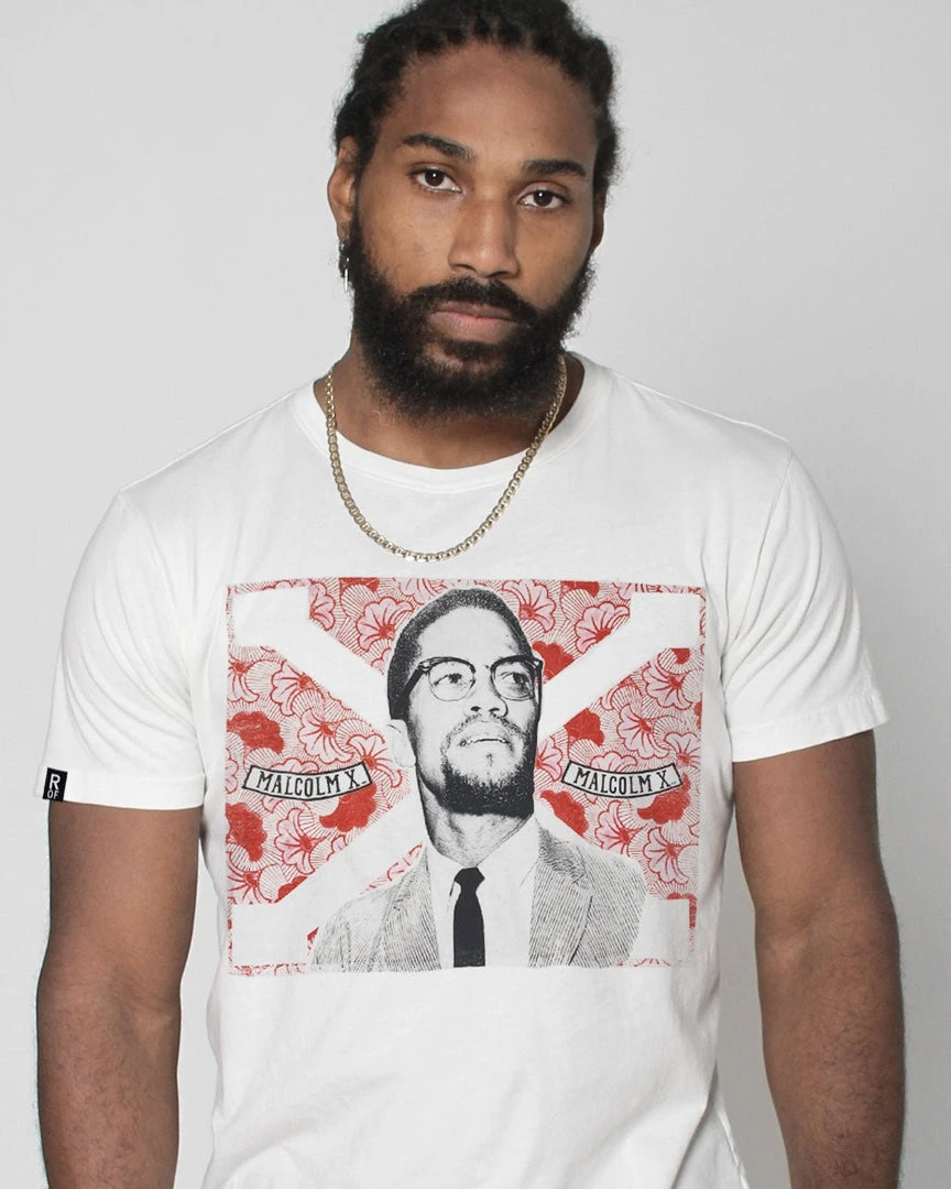 Malcolm X Photo Tribute White Tee SPORT AND ICON 3 Malcolm X Photo Tribute White Tee SPORT AND ICON