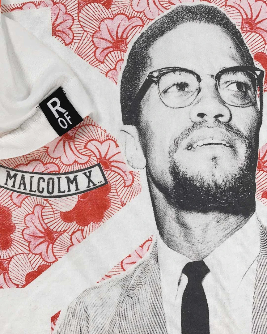 Malcolm X Photo Tribute White Tee SPORT AND ICON 4 Malcolm X Photo Tribute White Tee SPORT AND ICON