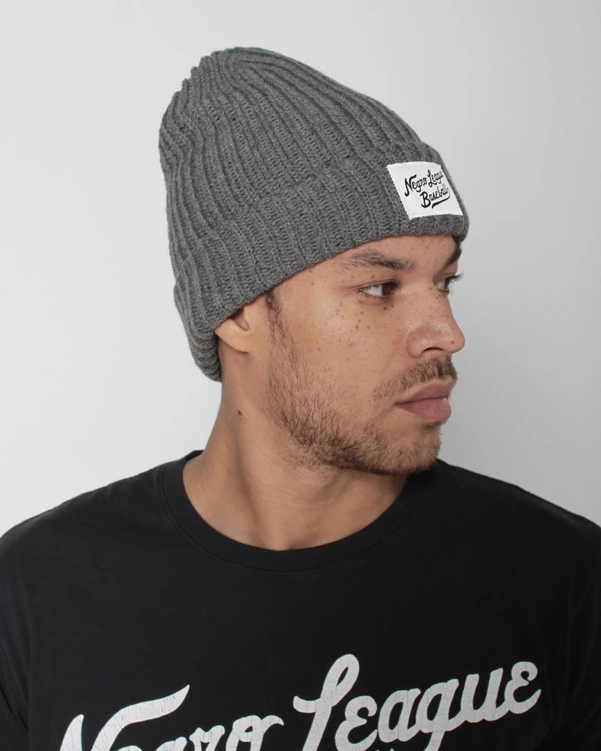 NLB Script Chunky Knit Grey Beanie 5 NLB Script Chunky Knit Grey Beanie
